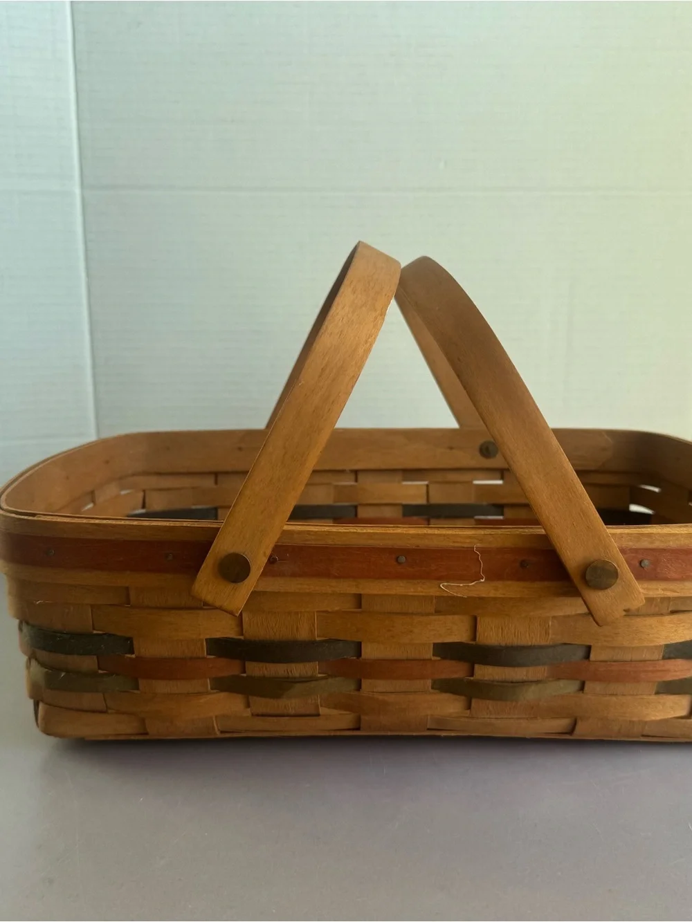 Longaberger Rectangular Woven Basket in Brown and Tan